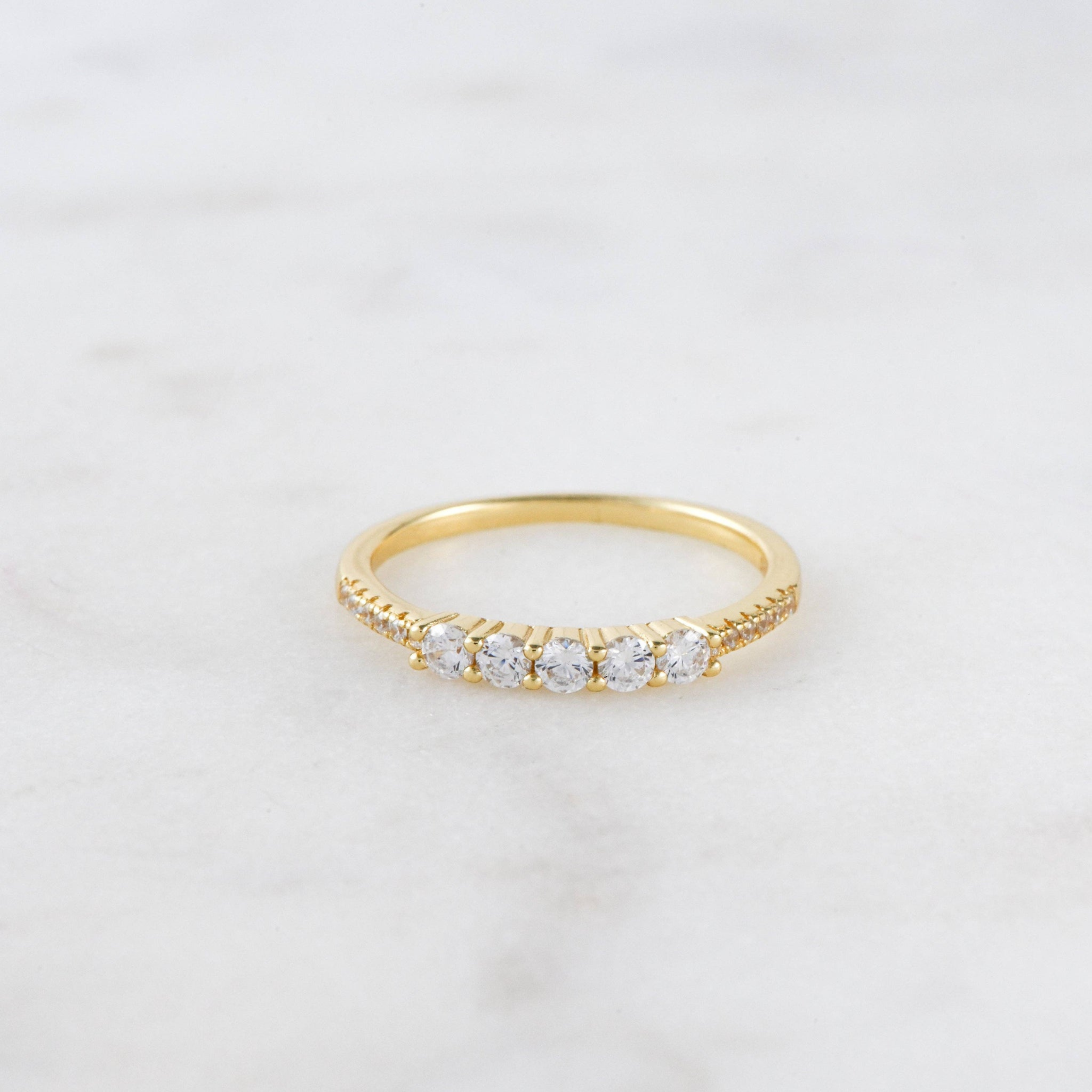 5 Stone CZ Ring: Gold