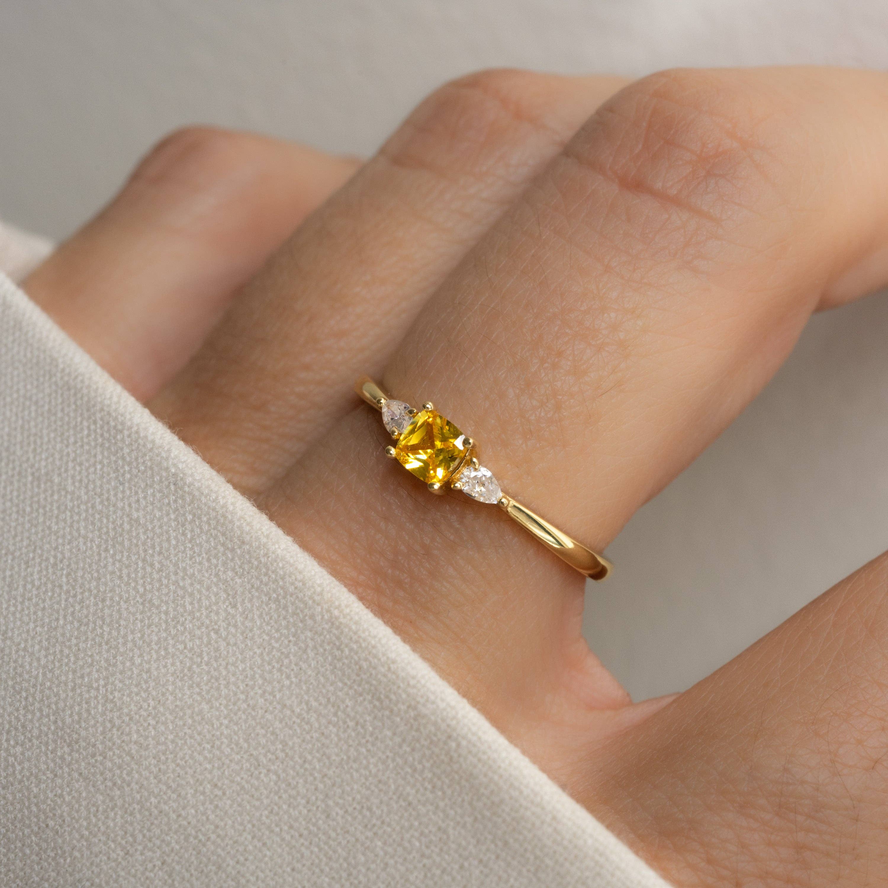 Yellow Cushion Ring: Gold