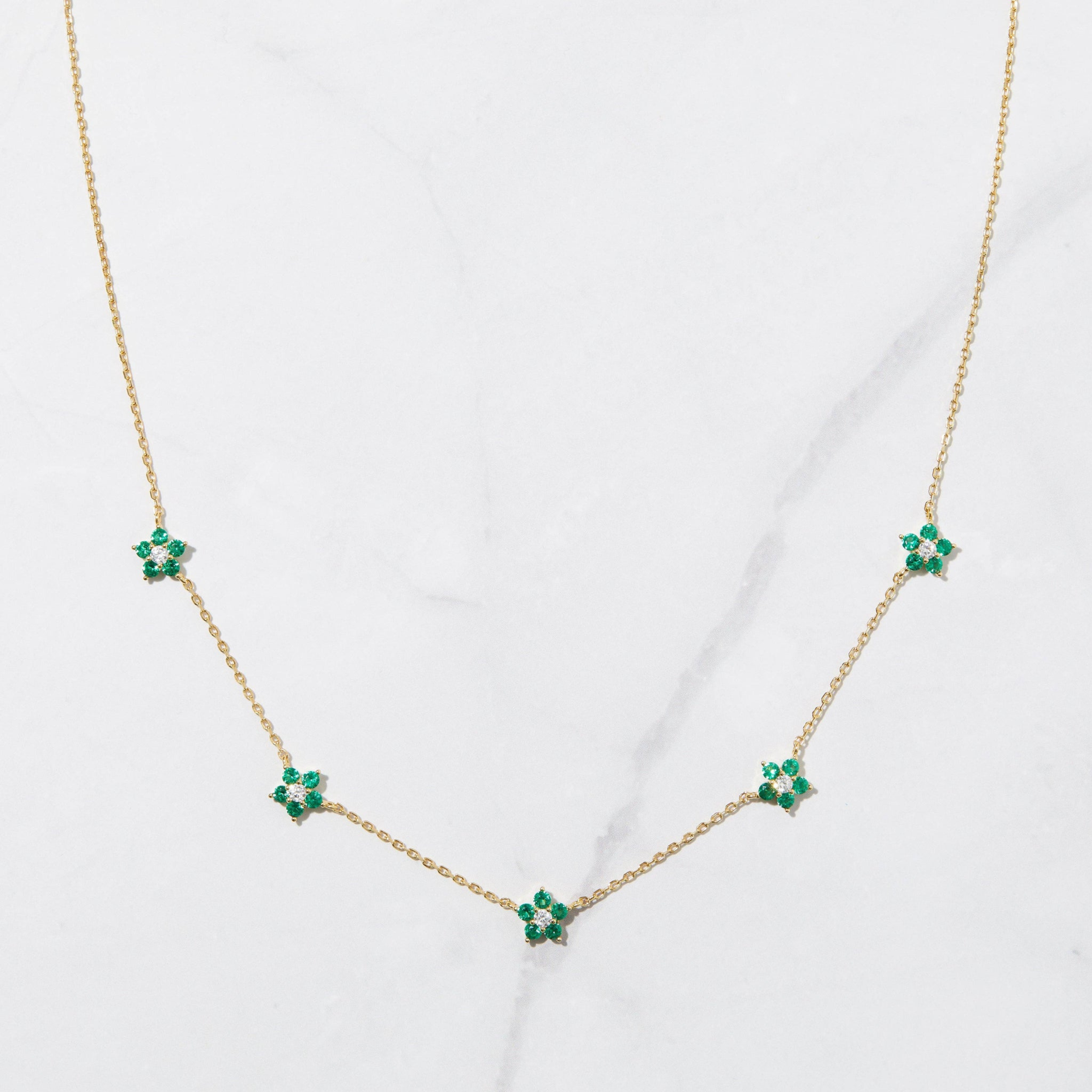 Emerald Flower Necklace: Gold / Emerald