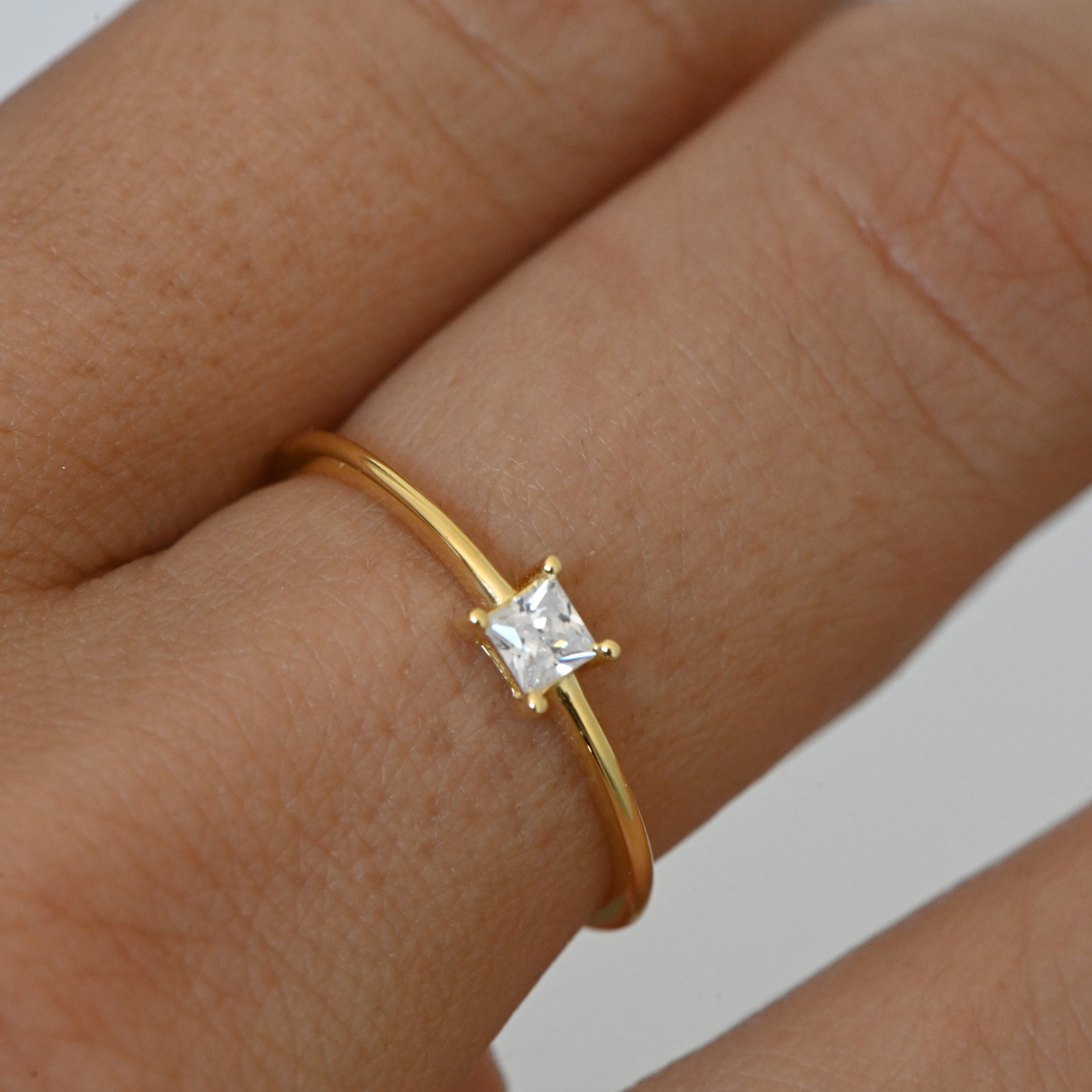 Princess Cut Dainty Ring