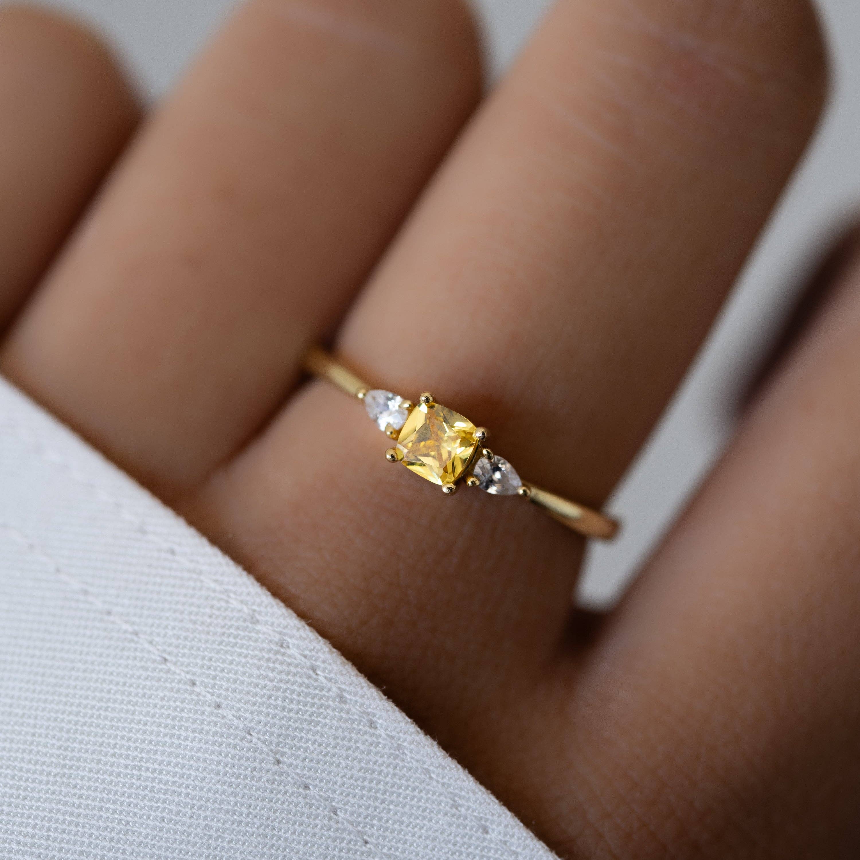 Yellow Cushion Ring: Gold