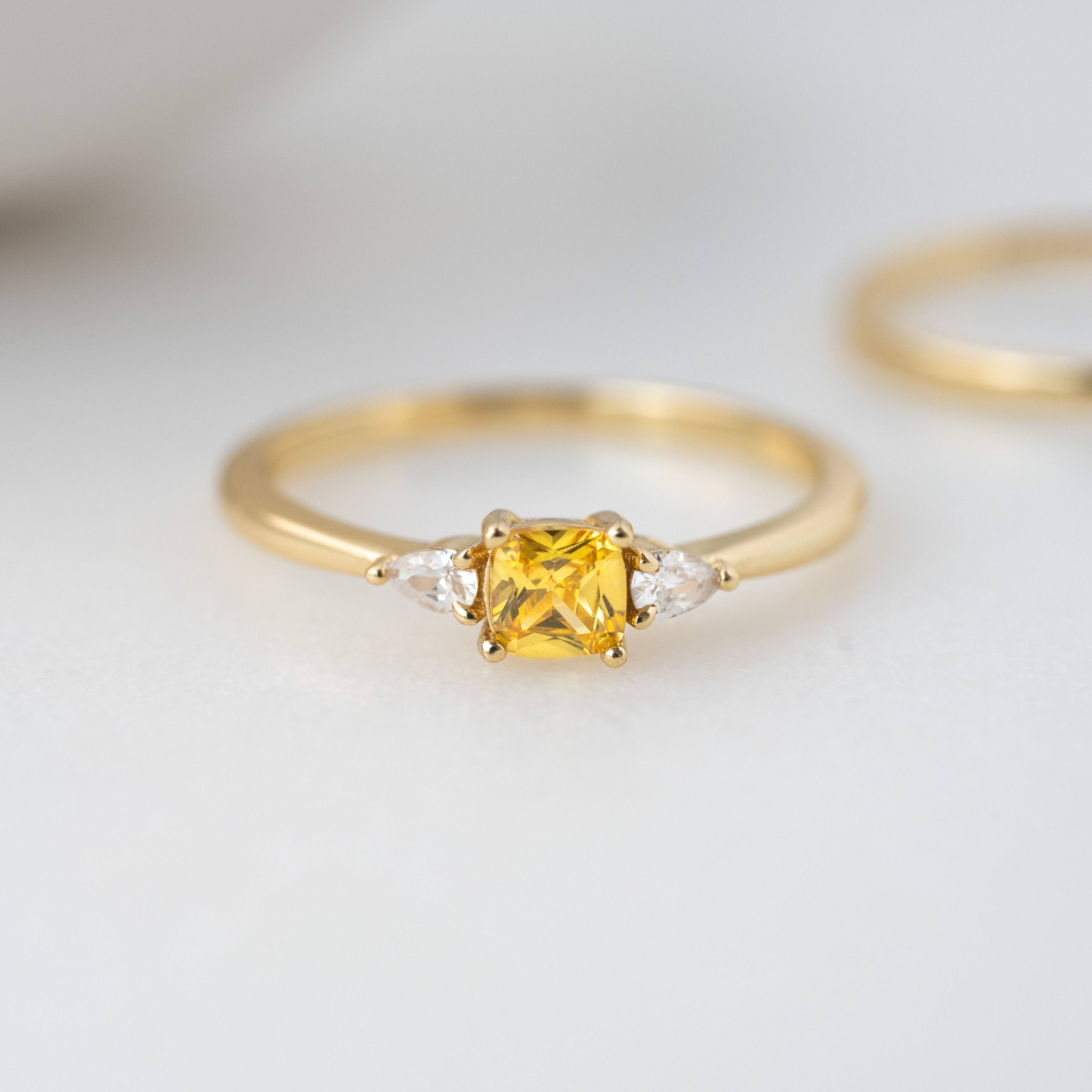 Yellow Cushion Ring: Gold