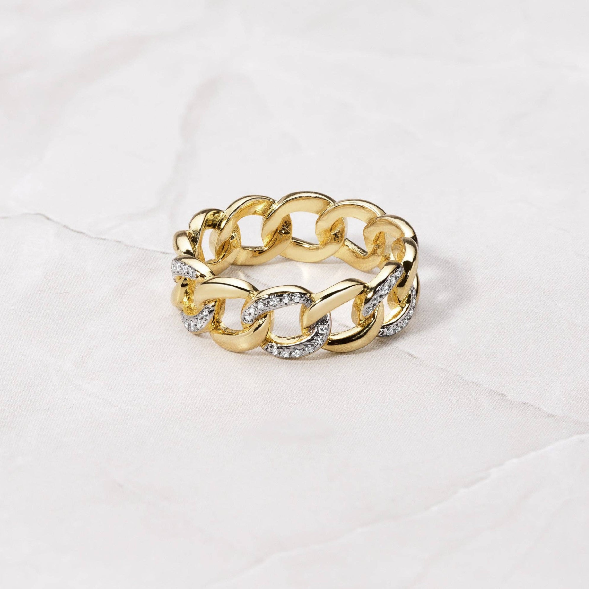 Two-Tone Pavé Chain Ring