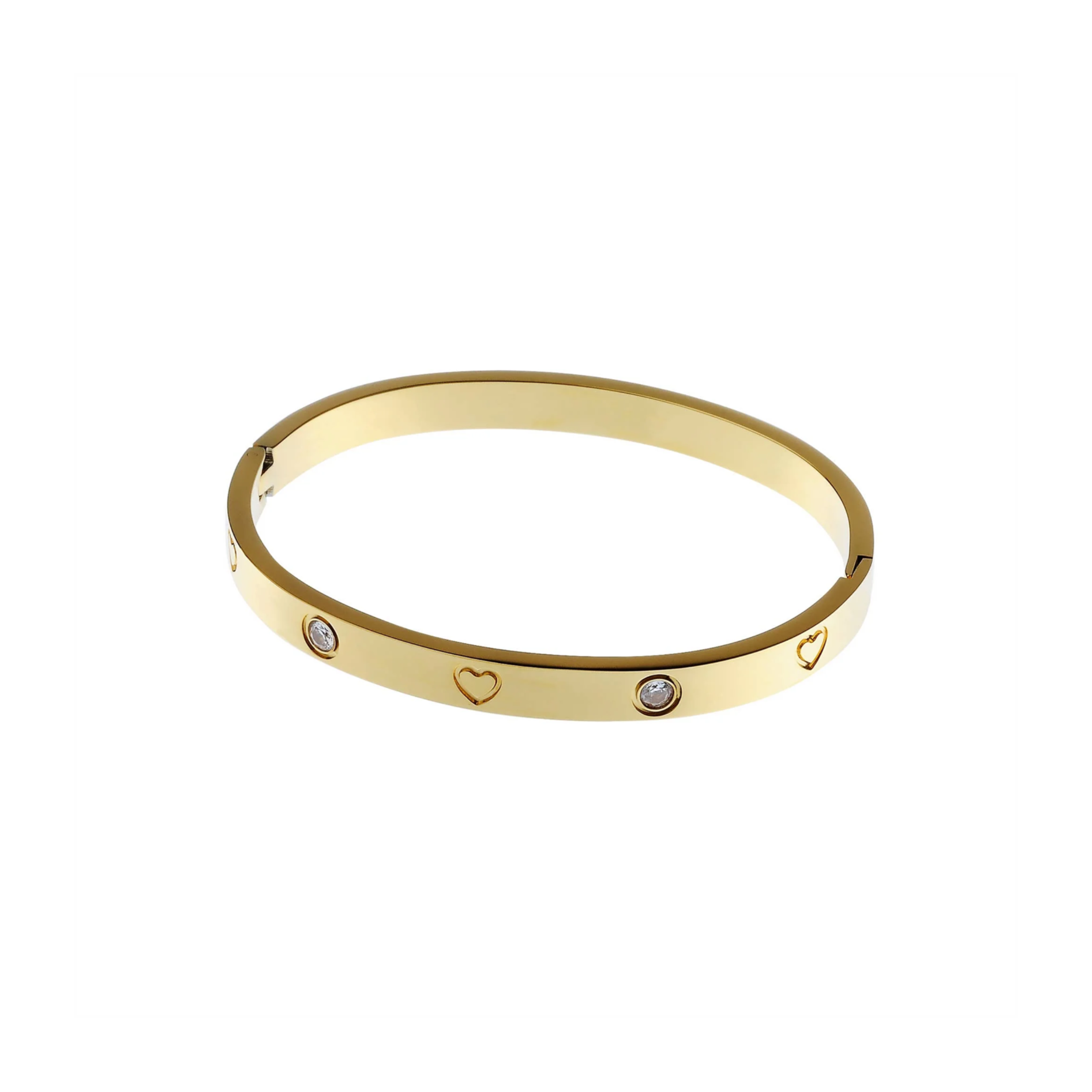 Bangle with Heart and Crystal: Gold