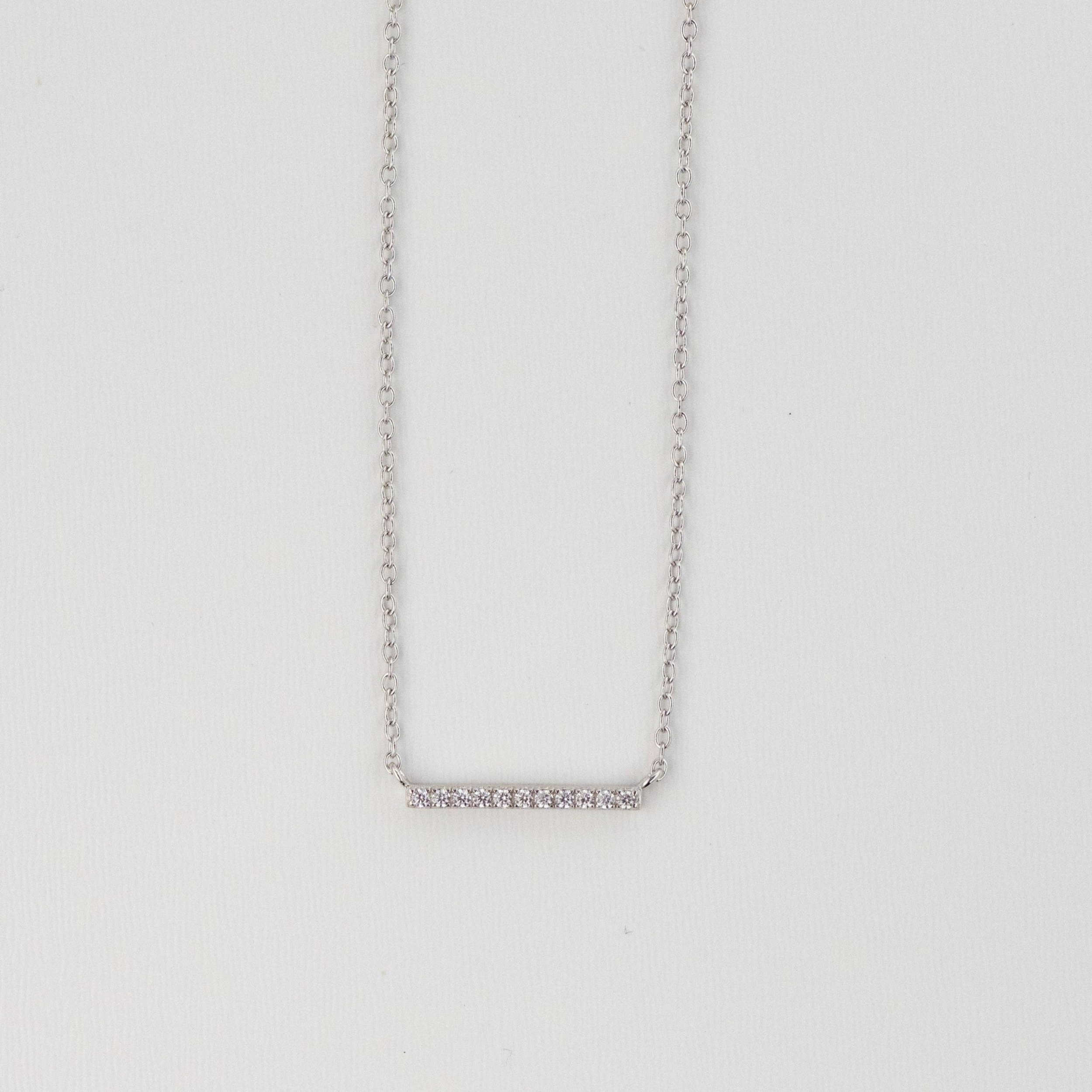 Silver Dainty Bar Necklace + Pavé Ring: Silver - GIFT SET