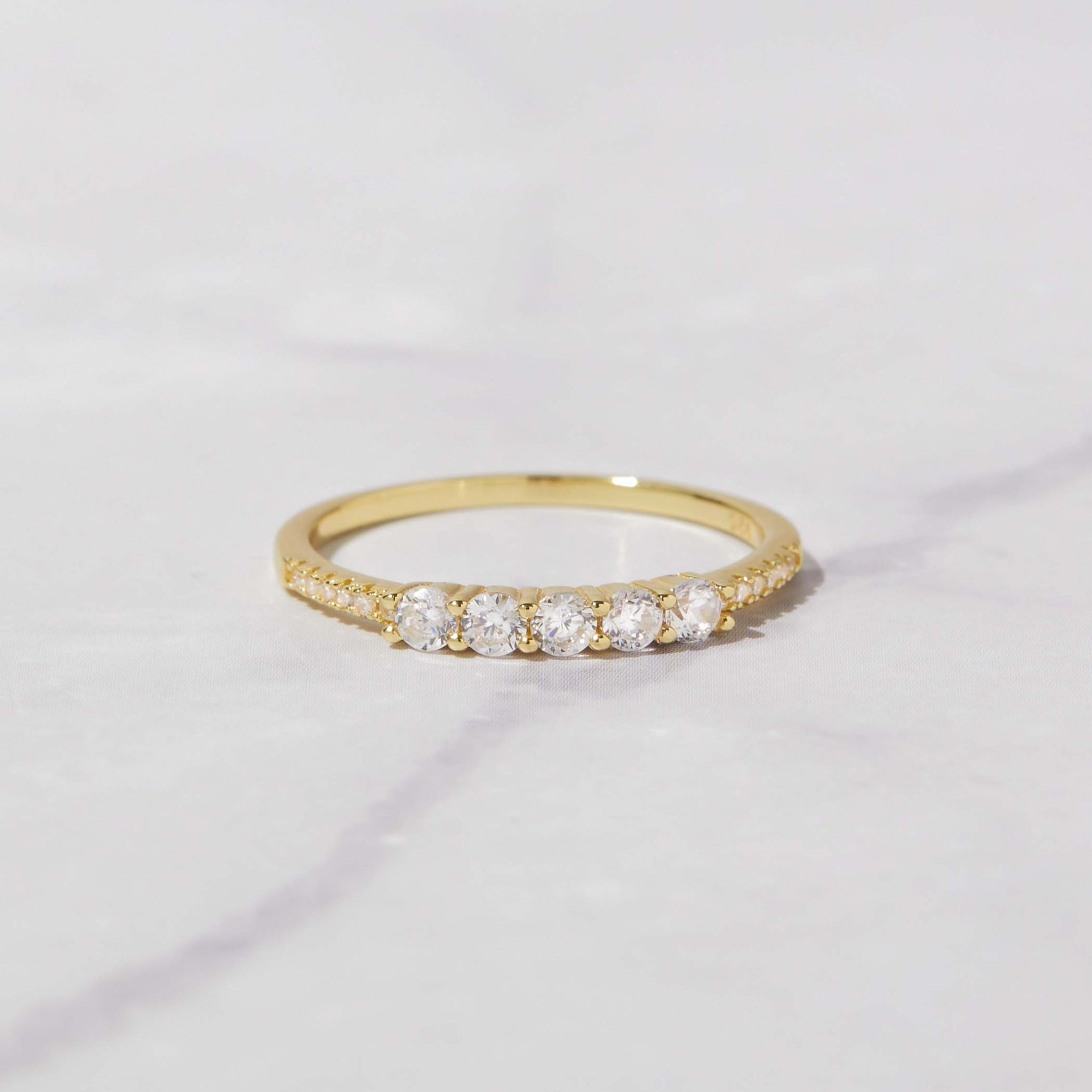 5 Stone CZ Ring: Gold