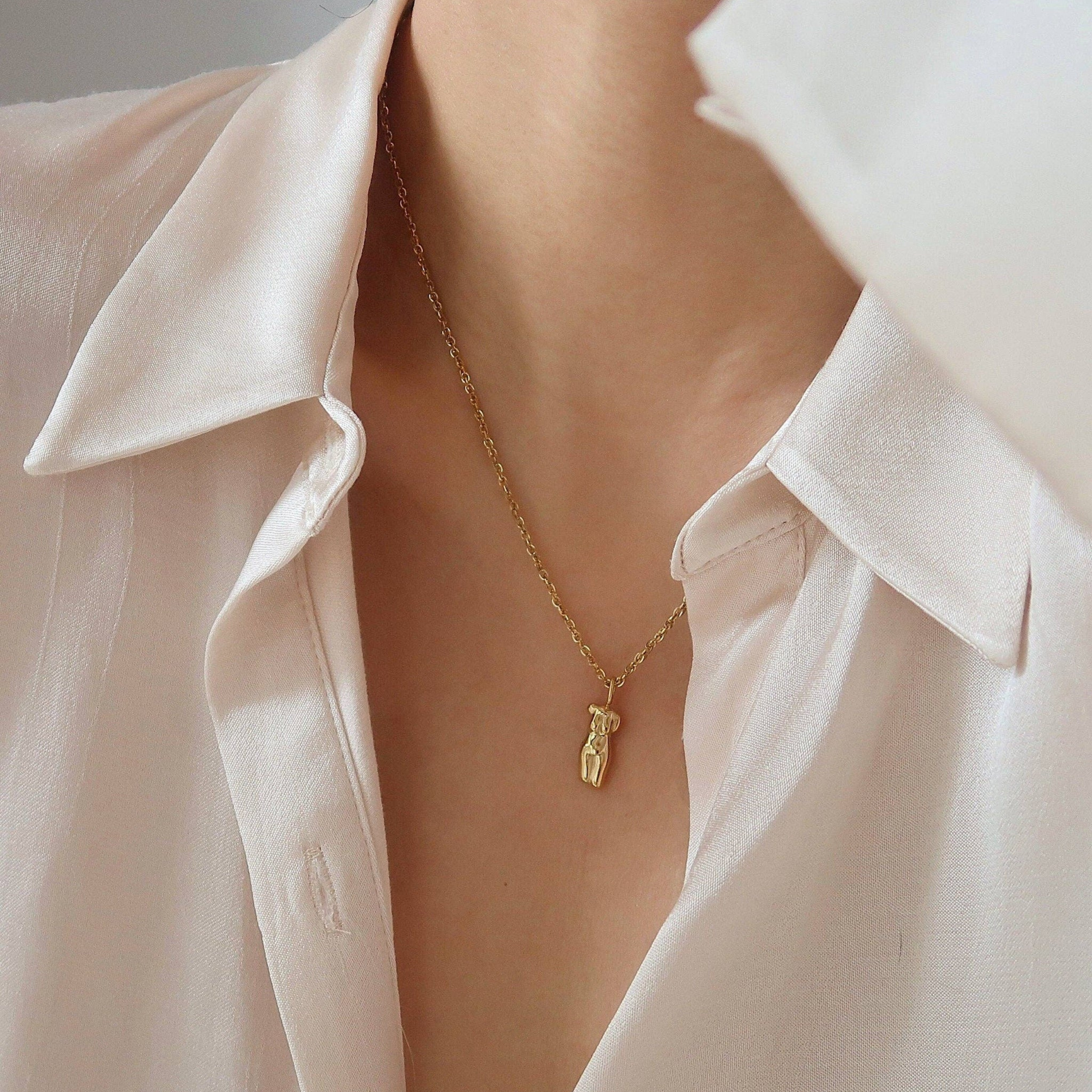 Female Body Pendant Necklace - 18K Gold Filled