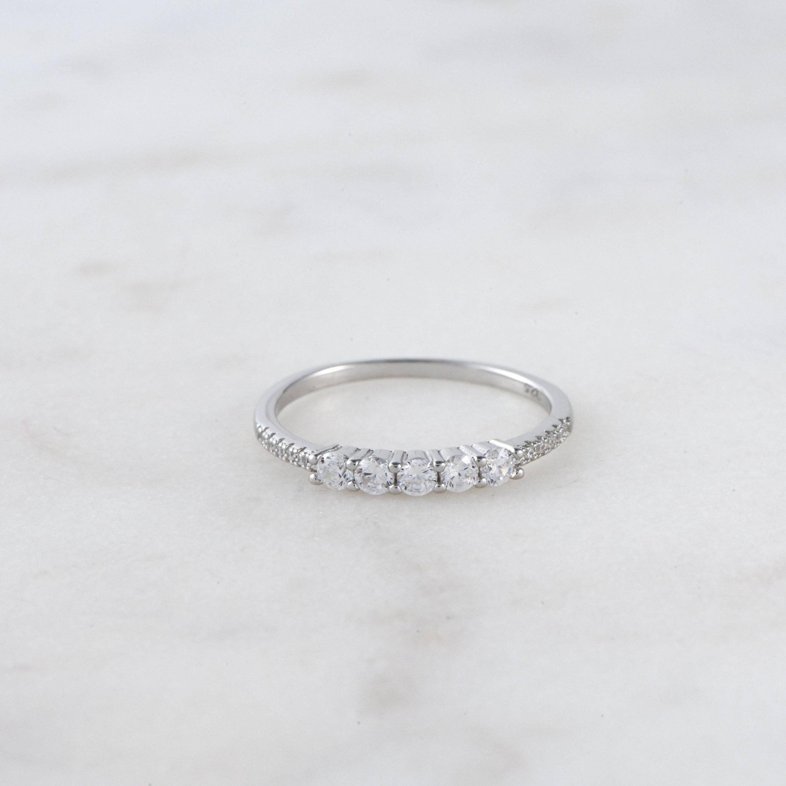 5 Stone CZ Ring: Silver